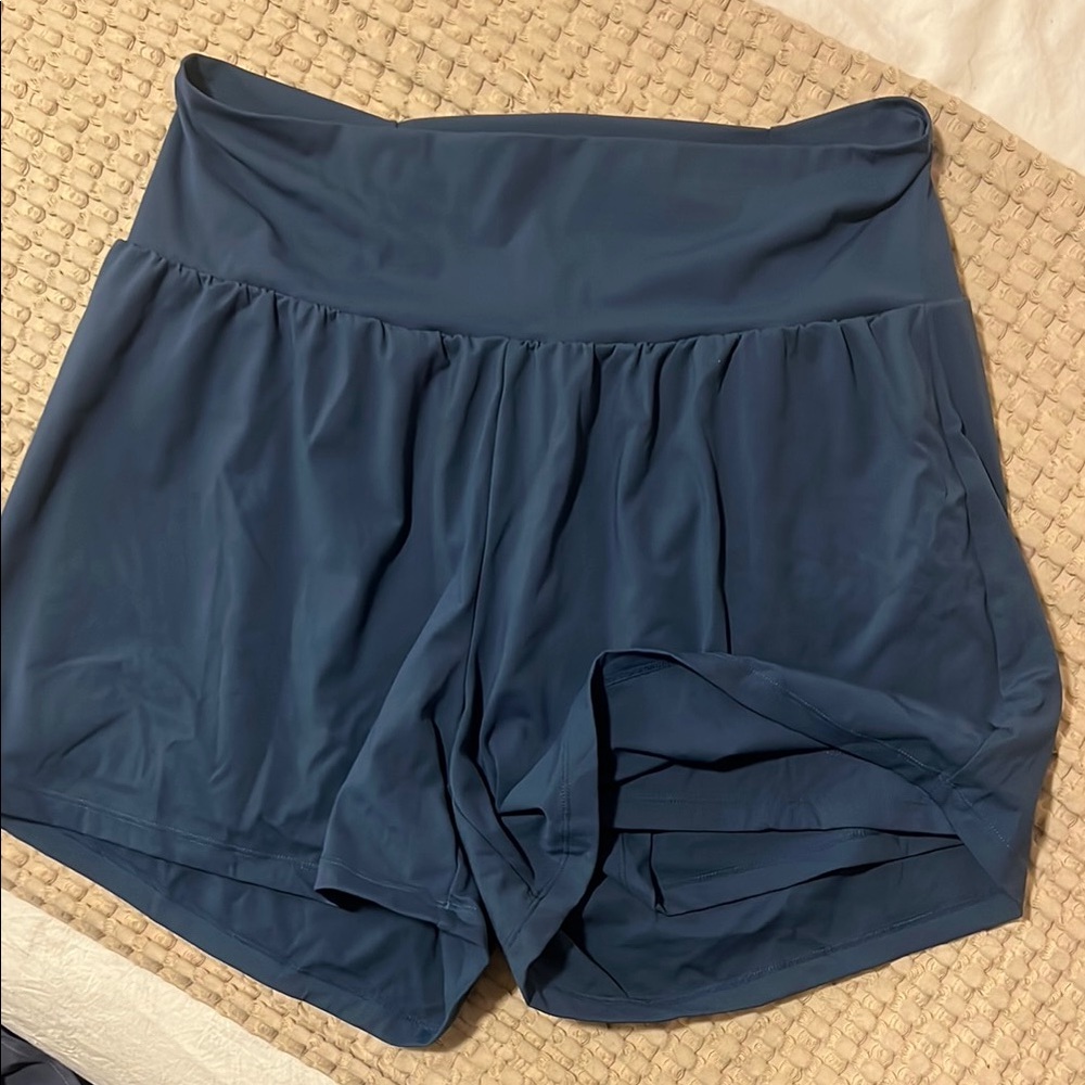 Women's Blue High-Waisted Shorts